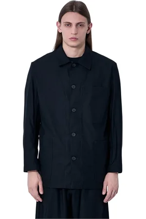 YOHJI YAMAMOTO Jassen, Heren, Zwart, L, Katoen, Katoenen Poplin Button-Down Shirt