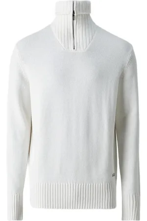 Karl Lagerfeld Truien, Heren, Wit, L, Turtleneck Trui met Ritskraag
