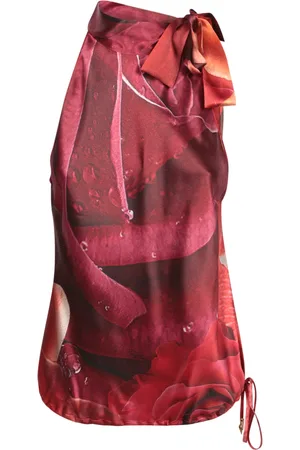 Roberto Cavalli Tops, Dames, Veelkleurig, S, Rode Zijden Elegant Topwear