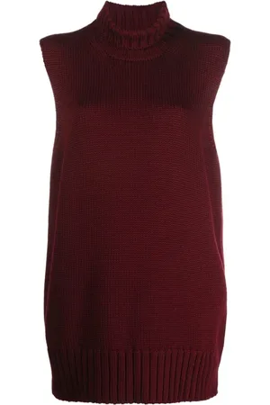 Jil Sander Truien, Dames, Rood, S, Wol, Wollen coltrui vest