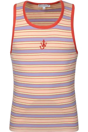 J.W.Anderson Tops, Heren, Veelkleurig, S, Katoen, Gestreepte Tanktop Roze