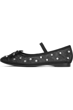 Jeffrey Campbell Schoenen, Dames, Zwart, 40 EU, Zwarte Mesh Ballerina`s met Strass-steentjes