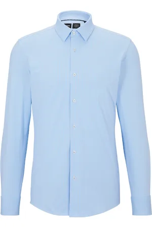 HUGO BOSS Overhemden, Heren, Blauw, L, Licht/Pastelblauw Gestreept Overhemd