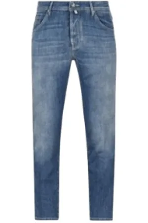 Jacob Cohen Jeans, Heren, Blauw, W34, Denim, Vintage Denim Jeans met Uniek Logo