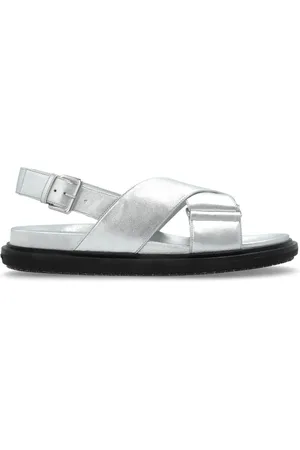 Marni Schoenen, Dames, Grijs, 37 EU, Leer, Leren sandalen