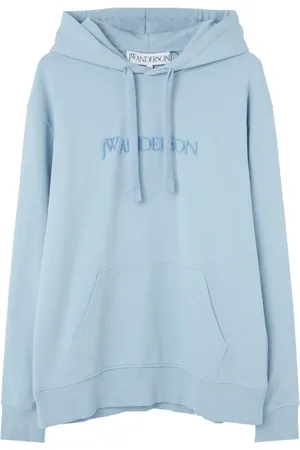 J.W.Anderson Sweatshirts & Hoodies, Heren, Blauw, XL, Katoen, Hoodie met geborduurd logo