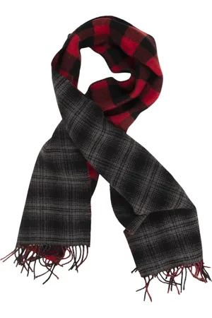 Woolrich Accessoires, Heren, Grijs, ONE Size, Wol, Grijs Geruite Dubbelzijdige Sjaal