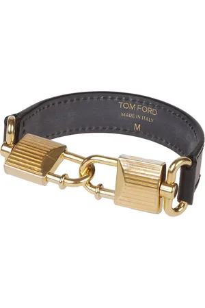 Tom Ford Accessoires, Heren, Zwart, M, Gouden Hangsloten Armband