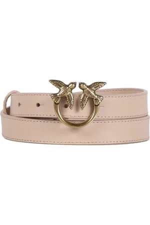 Pinko Accessoires, Dames, Roze, M, Leer, Logo Buckle Belt