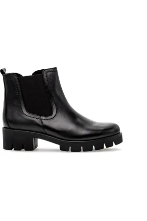 Gabor Schoenen, Dames, Zwart, 37 1/2 EU, Leer, Zwarte leren Chelsea boots