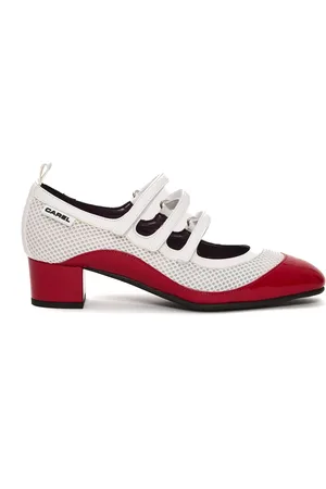 Carel Schoenen, Dames, Veelkleurig, 39 EU, Witte en rode mesh pumps
