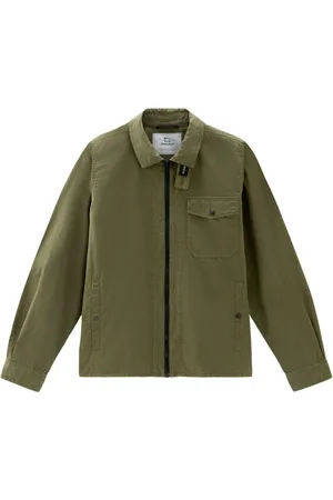 Woolrich Jassen, Heren, Groen, S, Katoen, Olive Gabardine Overshirt