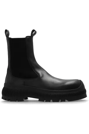 Jil Sander Schoenen, Heren, Zwart, 42 EU, Leer, Chelsea Boots met Logo