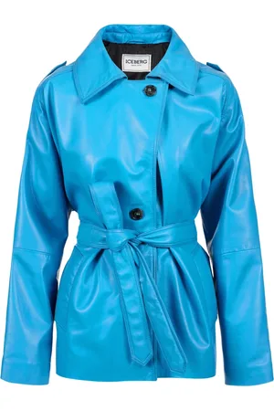Iceberg Jassen, Dames, Blauw, L, Leer, Korte Kobaltleren Jas