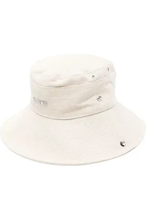 Jacquemus Accessoires, Heren, Wit, 60 CM, Zandbeige Bucket Hat met Verstelbaar Koord