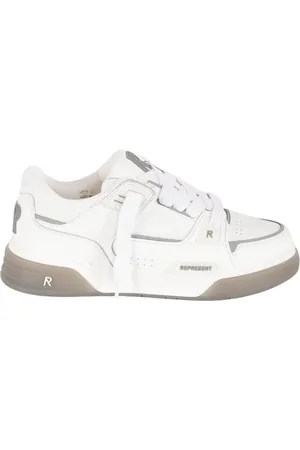 Represent Schoenen, Heren, Wit, 40 EU, Leer, Leren Sneakers met Logodetails