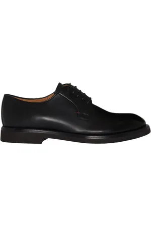 Kiton Schoenen, Heren, Zwart, 41 1/2 EU, Leer, Handgekleurde leren Derby schoen