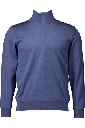 Paul & Shark Truien, Heren, Blauw, 2Xl, Wol, Zomerse wollen sweater met halve rits en Alcantara® details