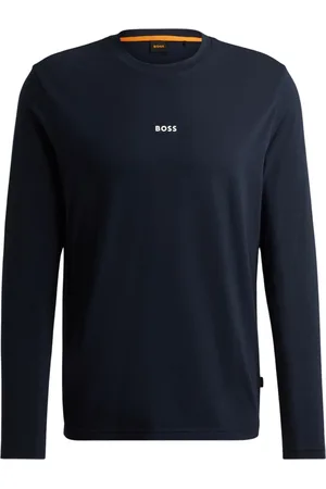 HUGO BOSS Tops, Heren, Blauw, S, Katoen, Polo T-shirt met lange mouwen