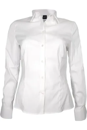 HUGO BOSS Blouses & Shirts, Dames, Wit, L, Katoen, Birdie 1 Tuesday Wit Katoenen Shirt