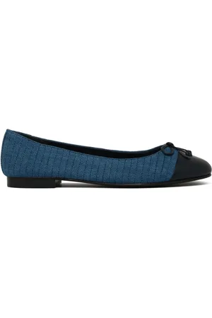 Tory Burch Schoenen, Dames, Blauw, 37 EU, Katoen, Ballerina`s met Strikdetail