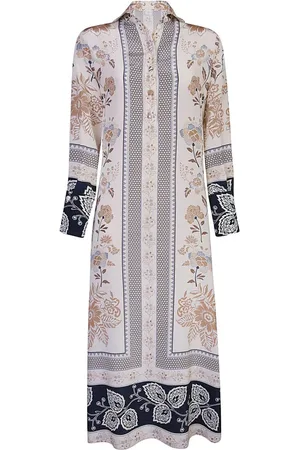 ELEVENTY Kleedjes, Dames, Veelkleurig, 2Xs, Geprinte Kaftan Jurk