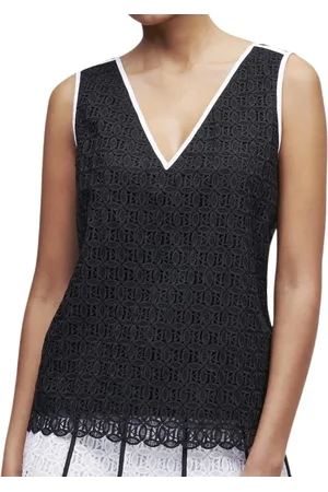 Karl Lagerfeld Tops, Dames, Zwart, S, Mouwteloze top van kant