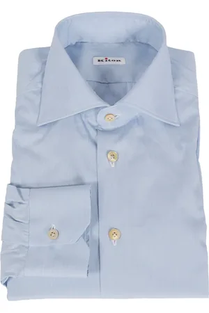 Kiton Overhemden, Heren, Blauw, M, Katoen, Katoenen Shirt met Lange Mouwen