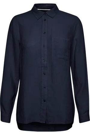 Part Two Blouses & Shirts, Dames, Blauw, L, Katoen, Kivaspw Relaxed Fit Long Sleeve Shirt