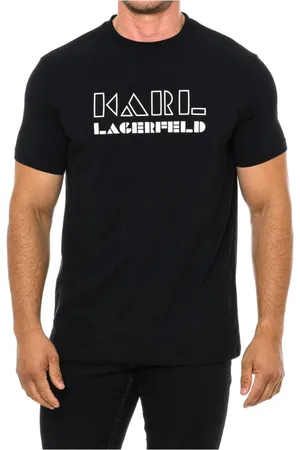 Karl Lagerfeld Tops, Heren, Zwart, L, Katoen, T-shirt met korte mouwen, klassieke stijl