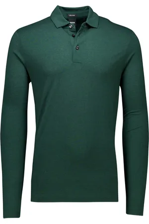 HUGO BOSS Tops, Heren, Groen, XL, Wol, Polo Shirt met Lange Mouwen