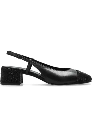 Tory Burch Schoenen, Dames, Zwart, 37 EU, Leer, Slingback Pump met Pavé en Cap-Toe