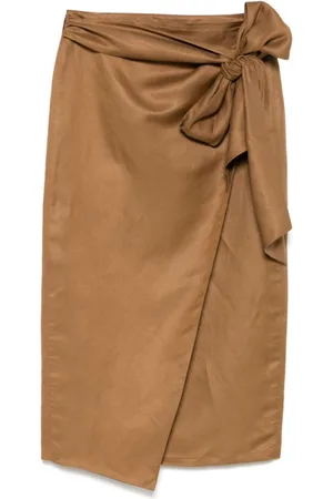 Max Mara Rokken, Dames, Bruin, XS, Bruine Leren Rok Elegante Stijl