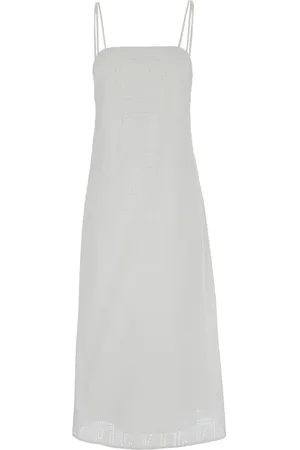 Tory Burch Kleedjes, Dames, Wit, S, Katoen, Witte Eyelet Midi Jurk