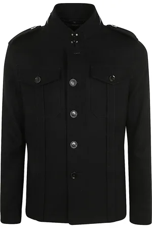 Tom Ford Jassen, Heren, Zwart, M, Wol, Zwart wollen overhemdjas