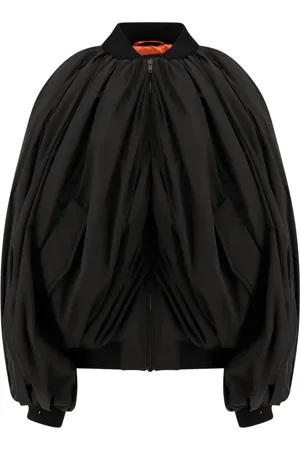 Balenciaga Jassen, Dames, Zwart, XS, Polyester, Draped Padded Bomber Jas