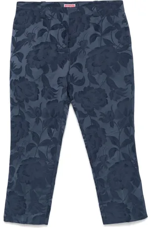 Kenzo Broeken, Dames, Blauw, S, Indigo Blauwe Broek met Knoopsluiting