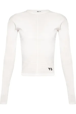 Y-3 Tops, Dames, Wit, M, Katoen, Top met Logo