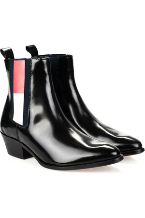 Tommy Hilfiger Schoenen, Dames, Zwart, 37 EU, Leer, Enkellaarsjes