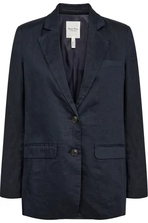 Part Two Jassen, Dames, Zwart, XL, Linnen, Stijlvolle Blazer After Midnight