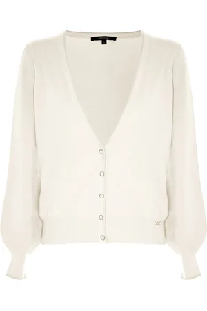 Kocca Truien, Dames, Wit, XS, Wol, Verfijnd Gebreid Vest met Contrasterende Bies