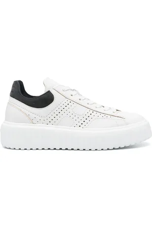 Hogan Schoenen, Heren, Wit, 40 1/2 EU, Suède, Witte leren sneakers met blauw suède