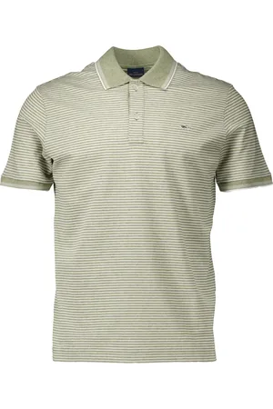 Paul & Shark Tops, Heren, Groen, M, Katoen, Polo van Jaspé Piqué katoen met gestreept patroon