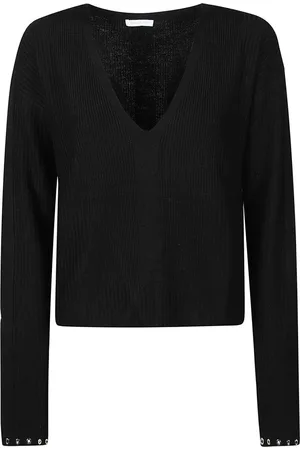 Patrizia Pepe Truien, Dames, Zwart, S, Wol, V-Hals Trui Essentiële Stijl
