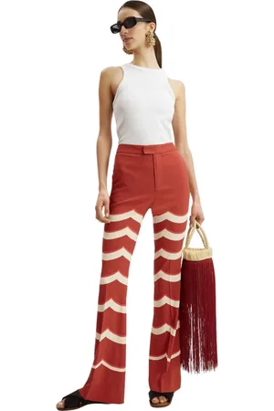 La DoubleJ Broeken, Dames, Rood, L, Flatterende Bootcut Broek
