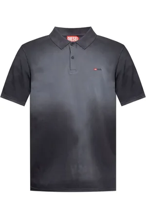 Diesel Tops, Heren, Zwart, L, Zwart Grijs Verloop Polo T-shirts Polos