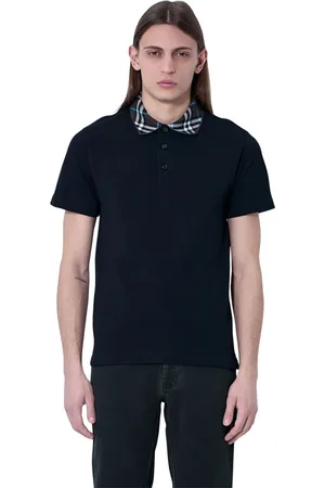 Burberry Tops, Heren, Zwart, XL, Katoen, Geruite Kraag Polo Shirt