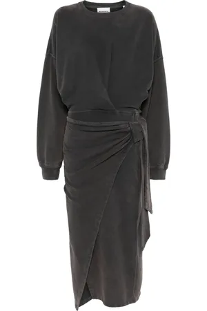 Isabel Marant Kleedjes, Dames, Zwart, M, Katoen, Sandrina Midi Jurk