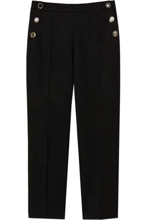 Twin-Set Broeken, Dames, Zwart, XS, Polyester, Zwarte Slim Broek met Juweelknopen