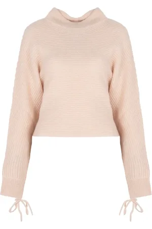 Patrizia Pepe Truien, Dames, , S, Elegante Geribbelde Trui met Strik Mouwen